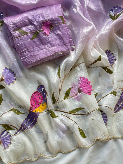 Handmade brush two shade trendy  Look sarees