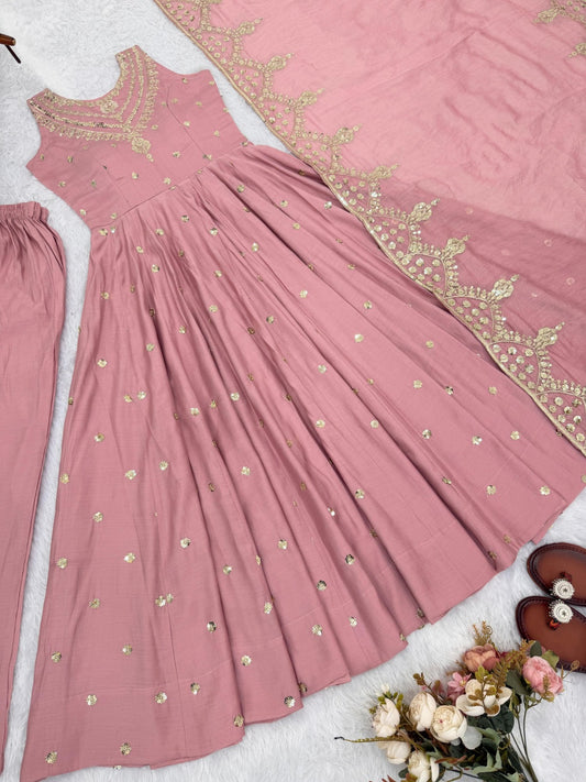 Party wear Anarkali gown with embroidered work
