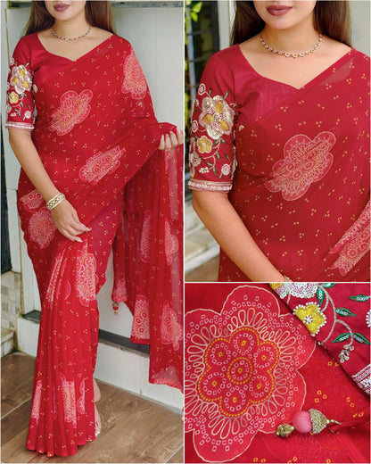 Budget Heritage Bandhej Saree with Handcrafted Elegance ✨