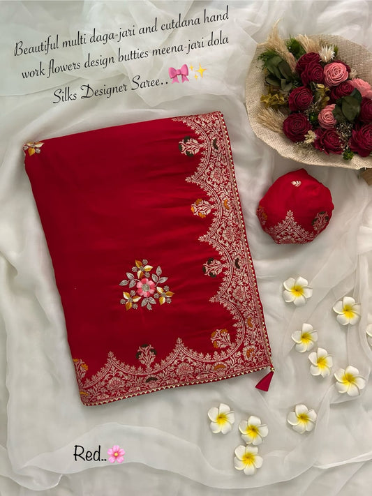 Budget cutdana hand work silk sarees