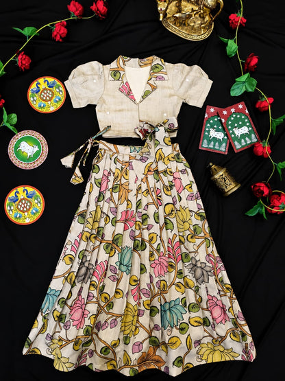Indo western style kids cute Kalamkari sets