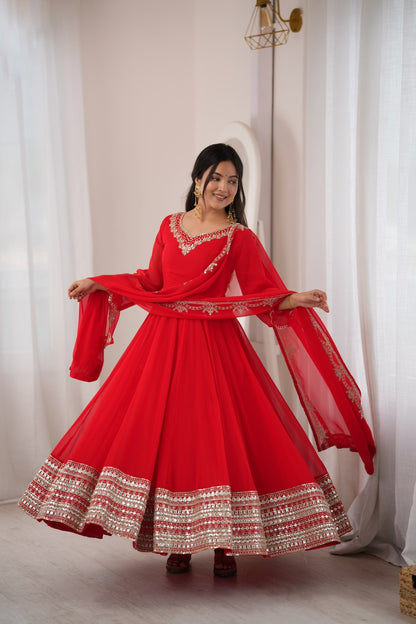 Georgette Anarkali beautiful Mirror Embroidery sequence gowns