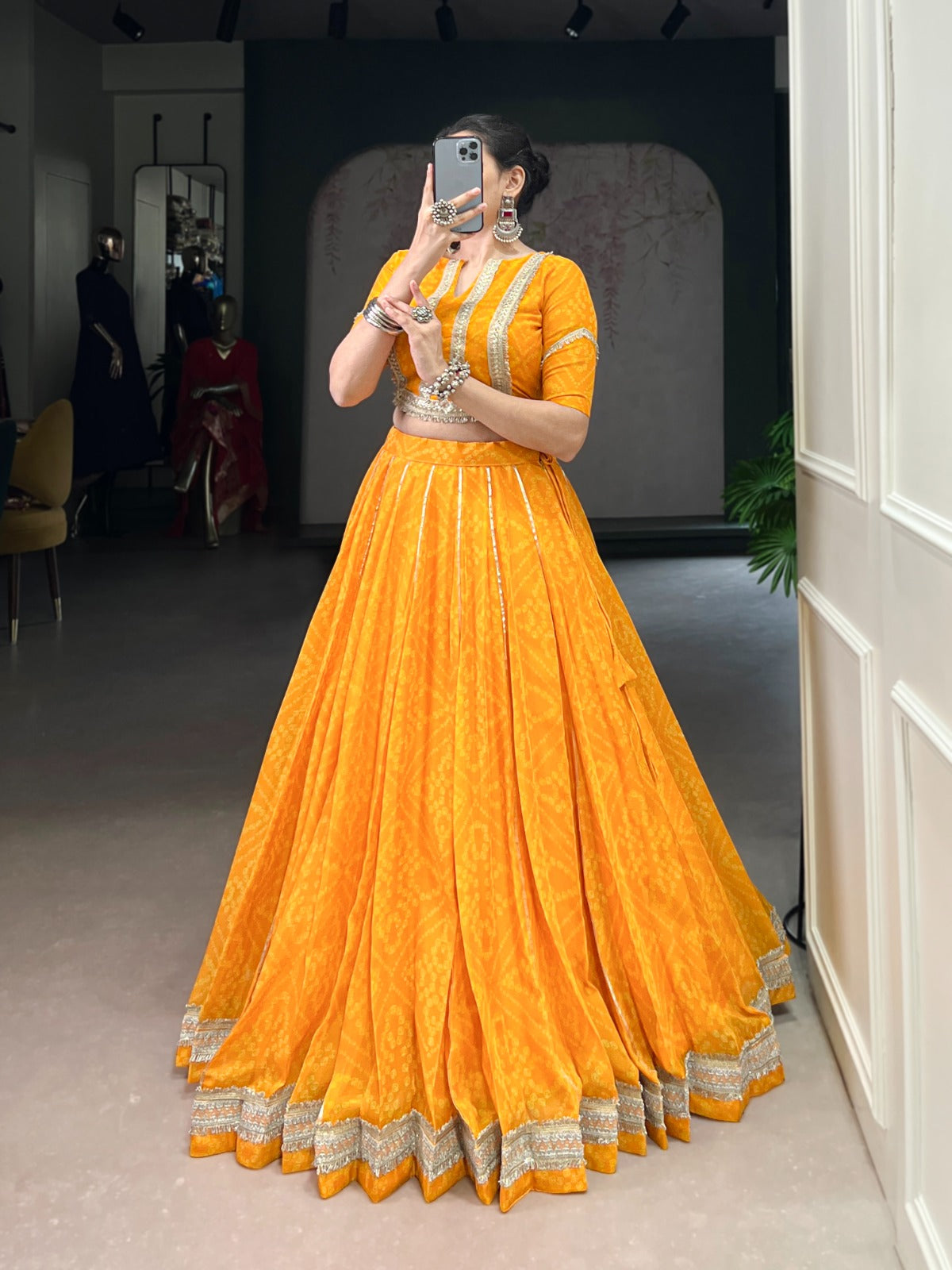 Bandhini  chiffon  Dandiya Lehenga set
