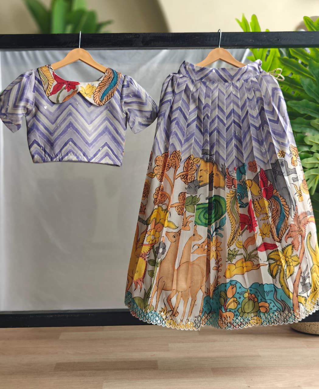 Tussar silk Kalamkari Kids Crop top 🫶🏻
