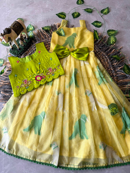 ✨ Little Princess Cute Bird Motif Festive Kids Gown
