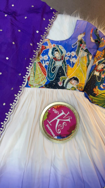 Classic Kalamkari pattern print Khatli work gowns