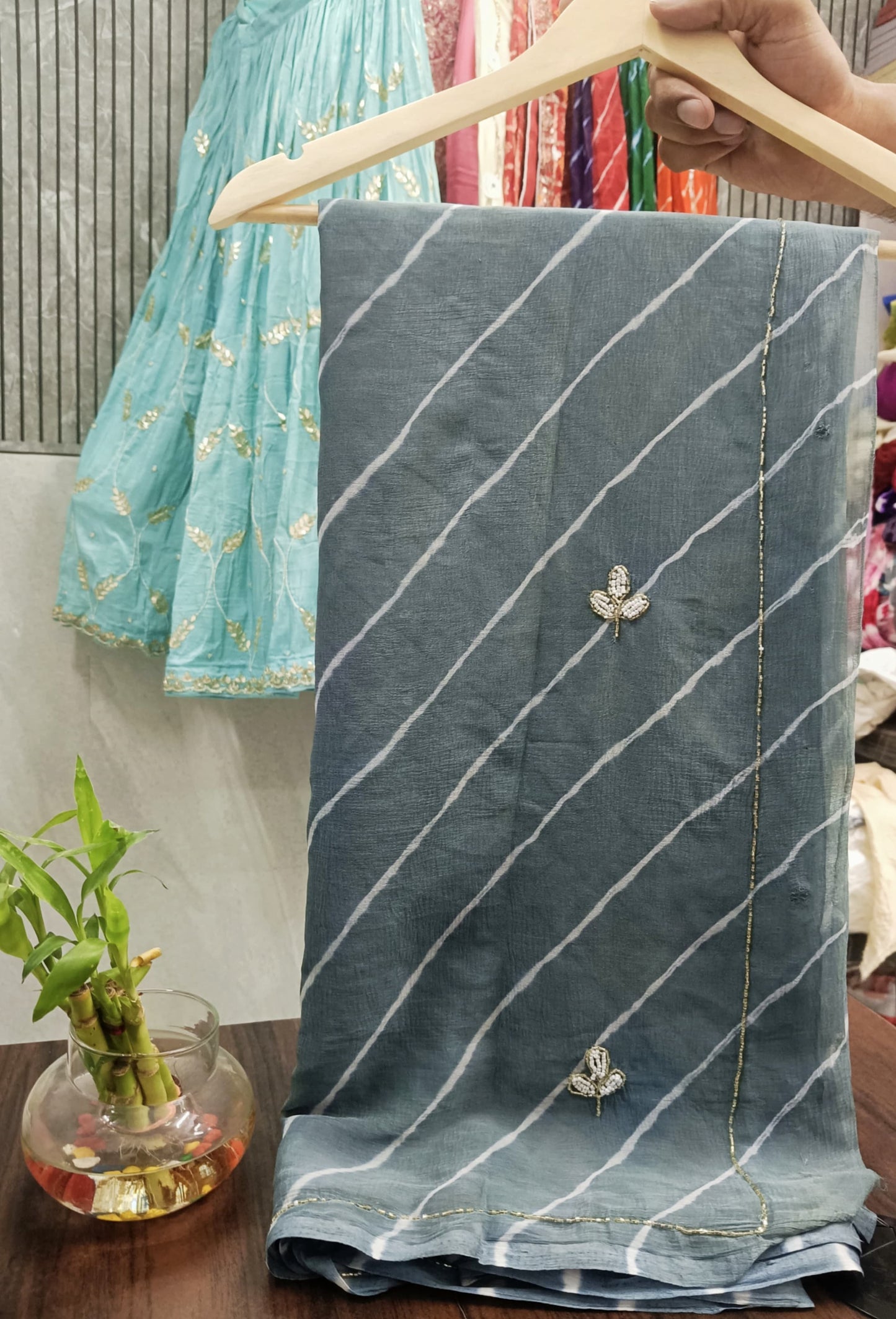 Trendy chiffon katdana lehriya sarees