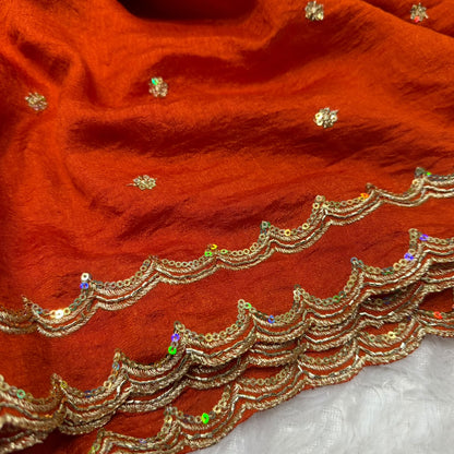 Double layer Vichitra silk saree beads sarees