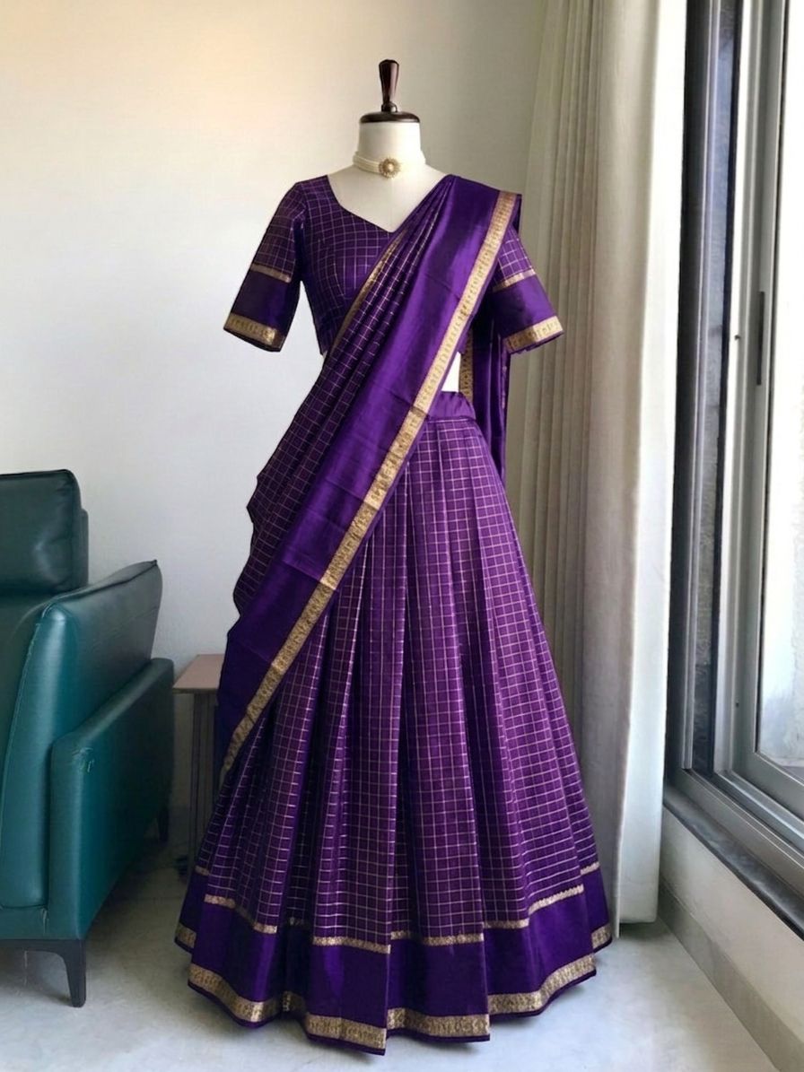 Checks Georgette Designer Lehenga