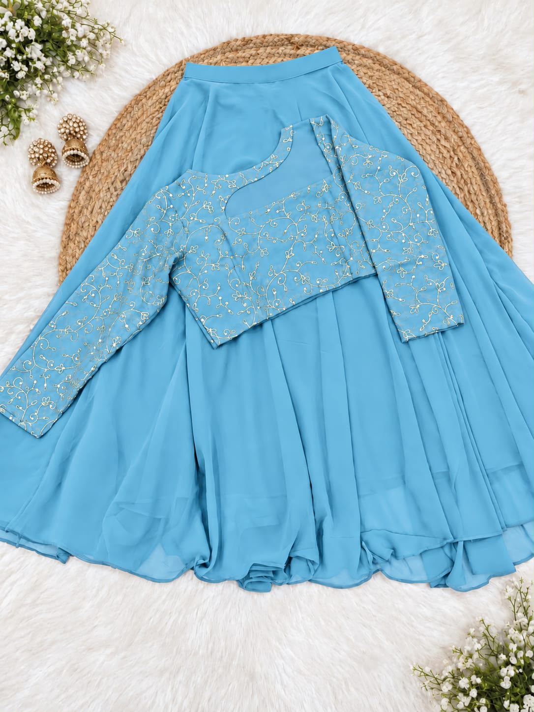 Crop top style (Anarakali ) gown stylish work sets