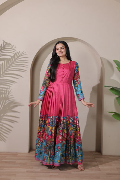 Elegant  PenKalamkari  Desginer Long Anarkali gowns
