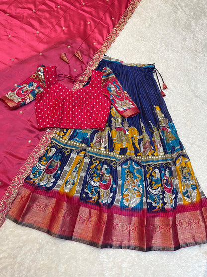 Kalamkari Unstitched Lehengas Choli sets