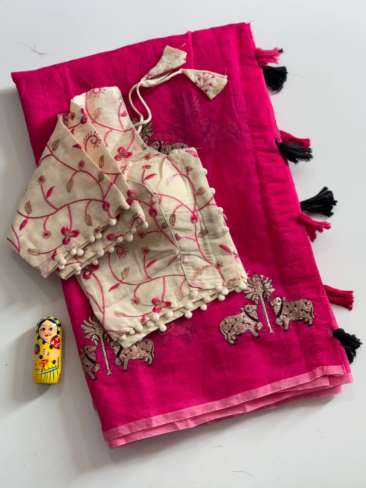 Chanderi Saree with Stitched Blouse