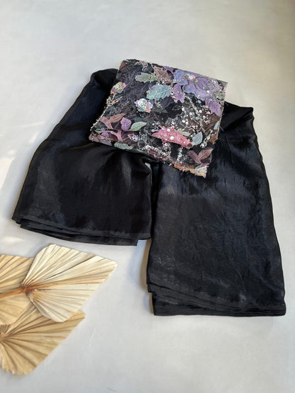 Black beads trendy budget saree