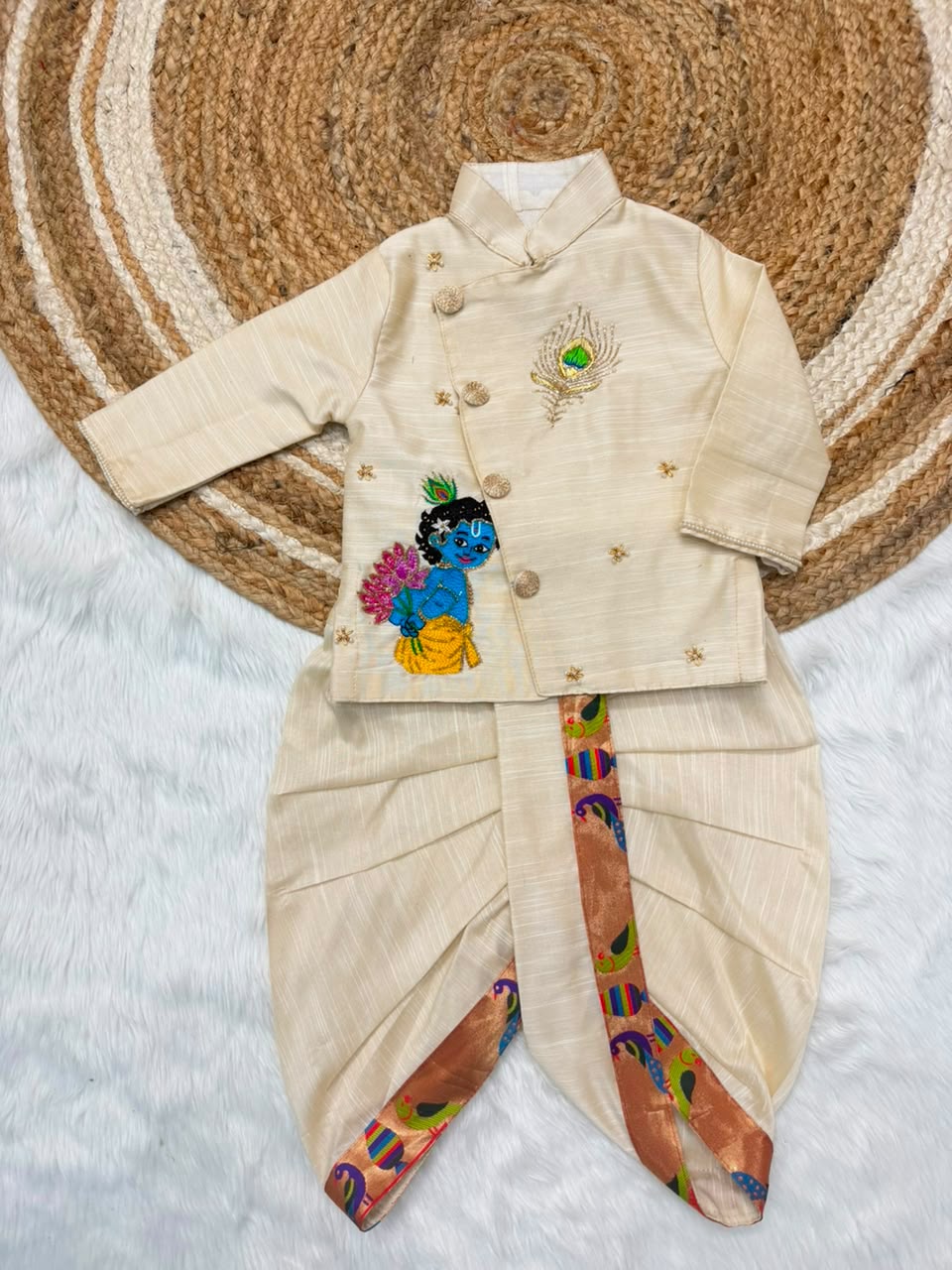Premium Boy  Raw Silk Kurta with Dhoti Set