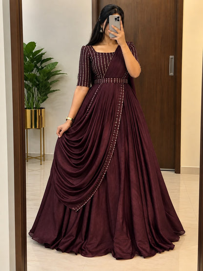 party wear draping style cafe gown