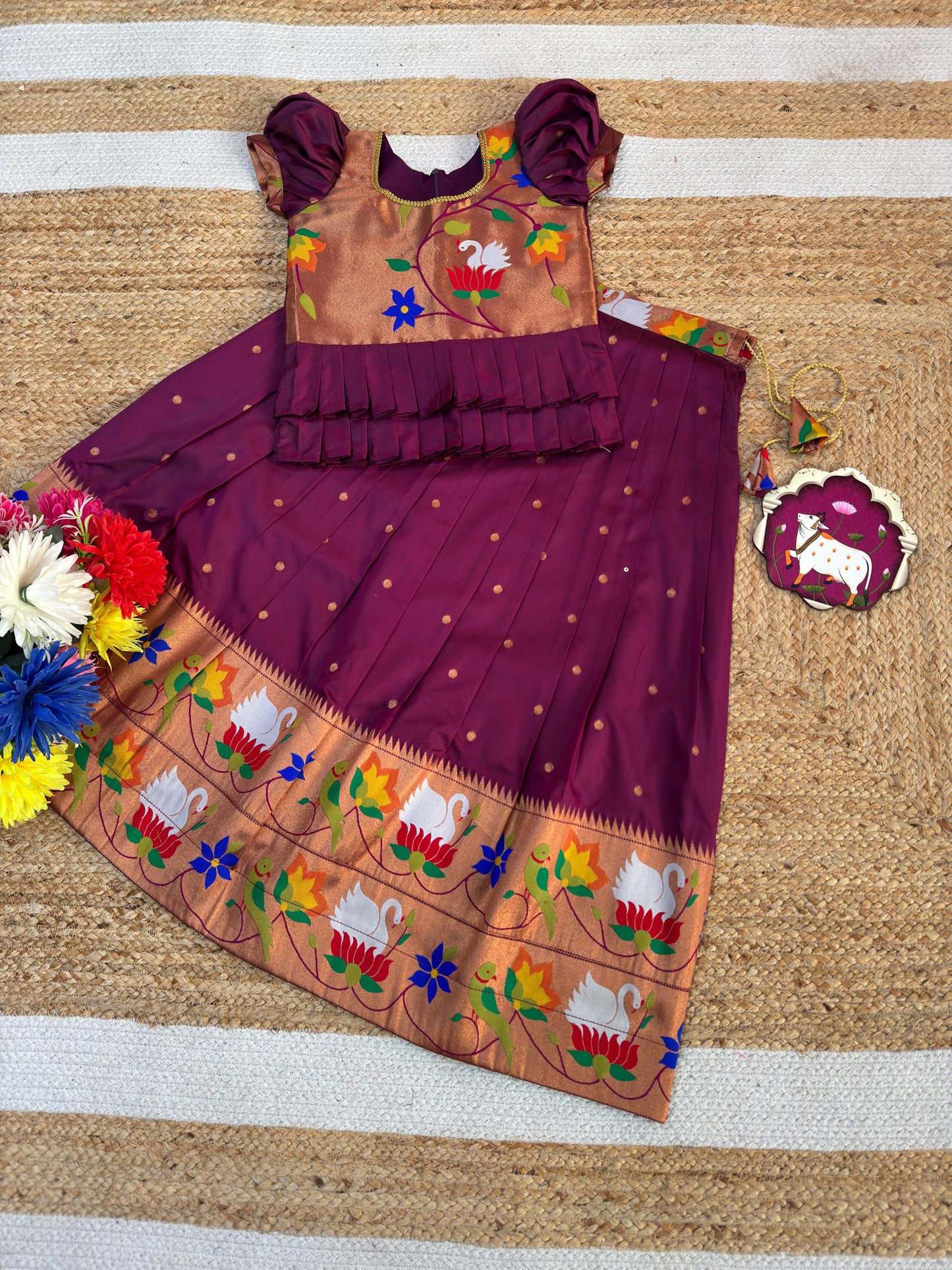 Kids cute paithani temple wear sets