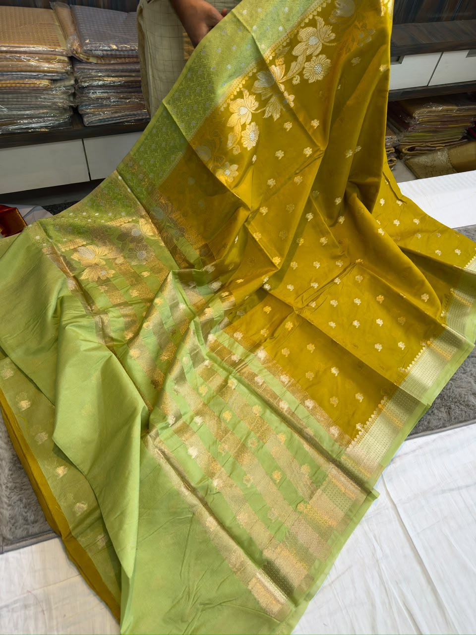 Banarasi dybl dupion soft silk zari saree