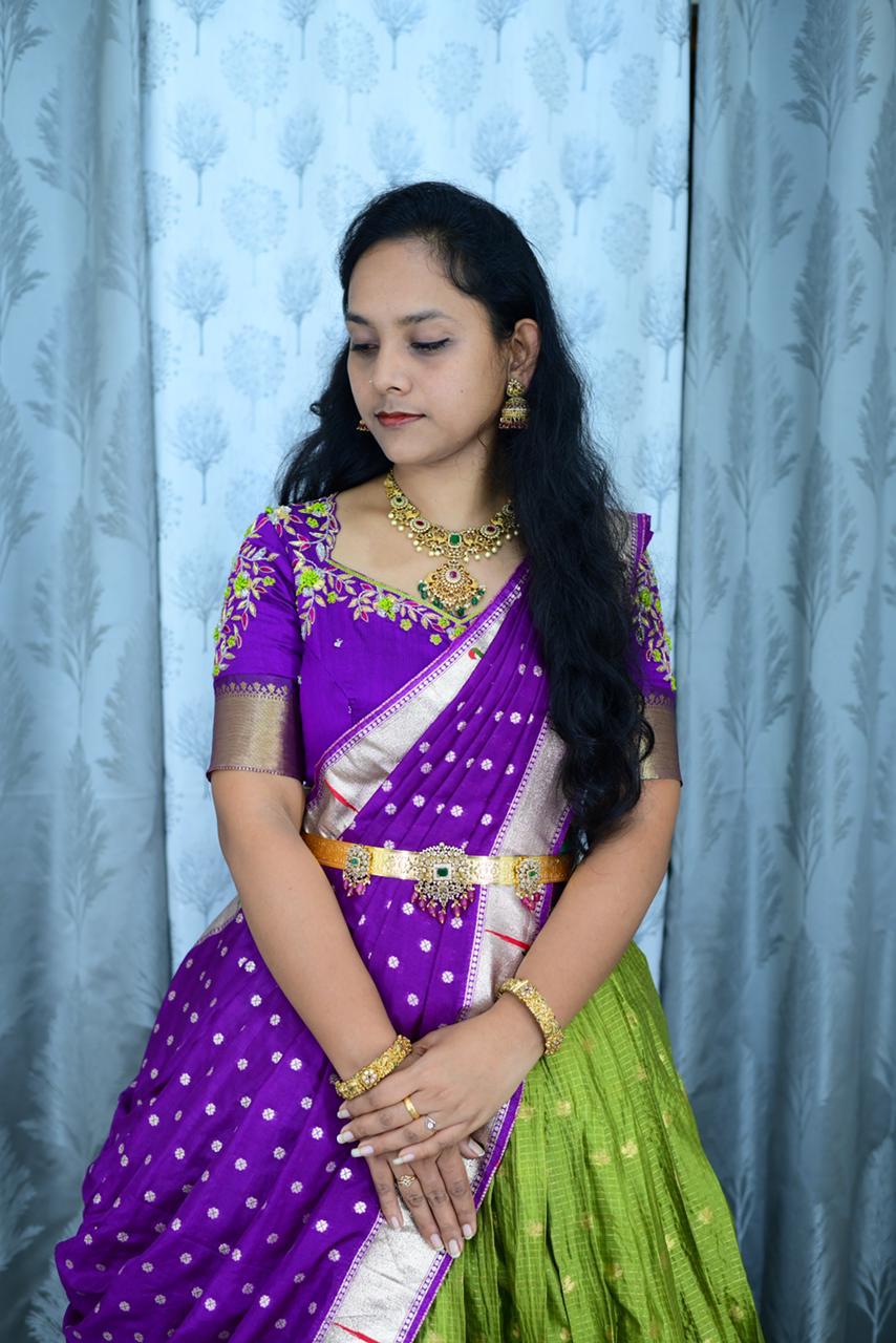 Maggam Lehengas work Gadwal with Paithani dupatta