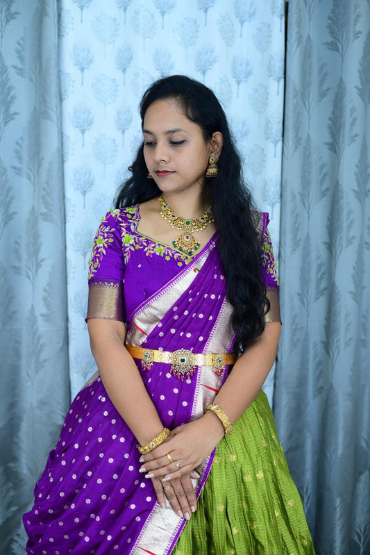 Maggam Lehengas work Gadwal with Paithani dupatta