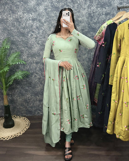 Kalayani Anarkali Mul Chanderi gowns