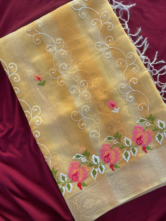 Kota budget Embroidery jequard border sarees