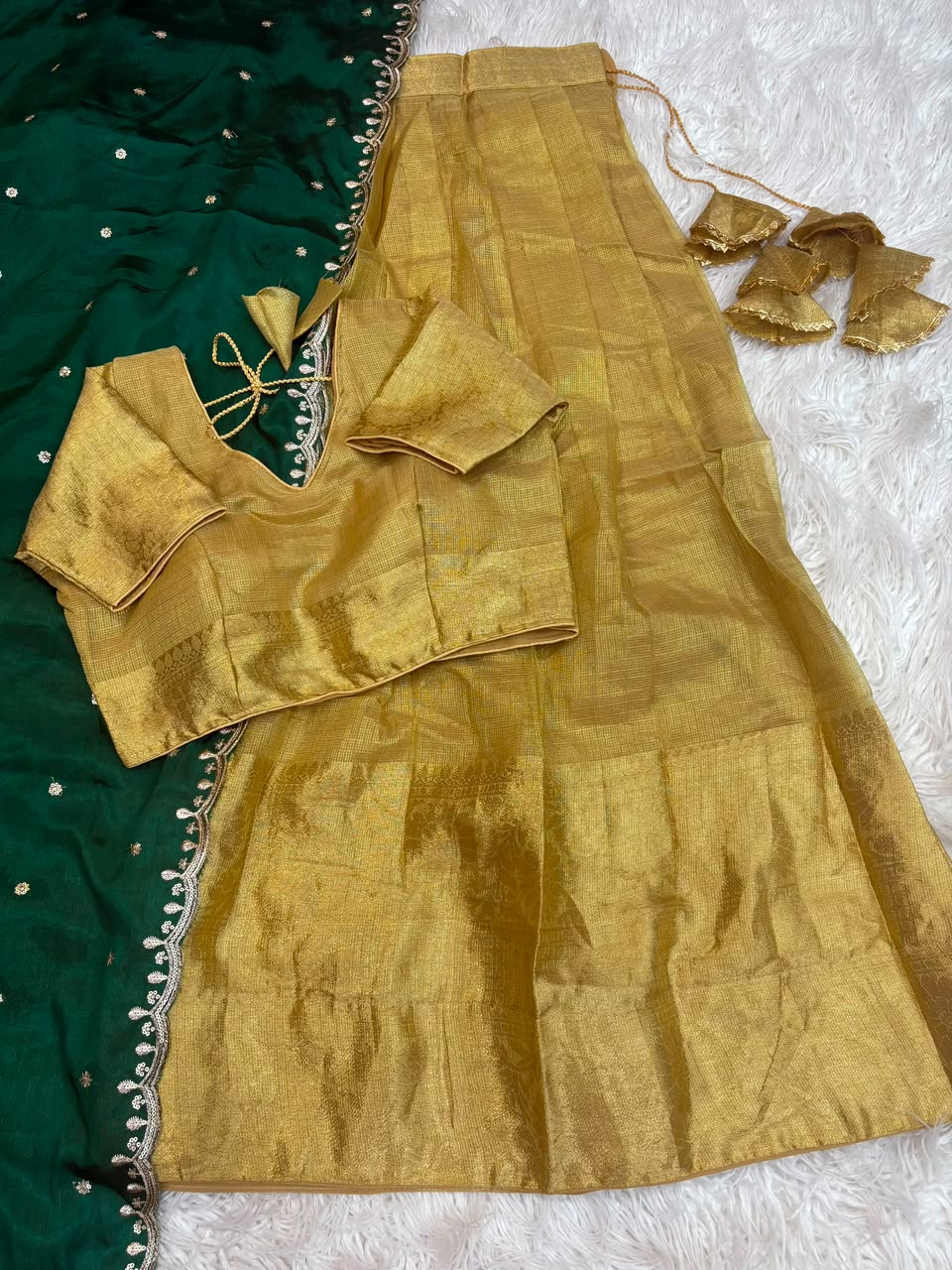 Golden Kanchipuram Designer Lehenga