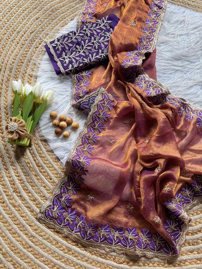 Elegant embroidery saree budget friendly