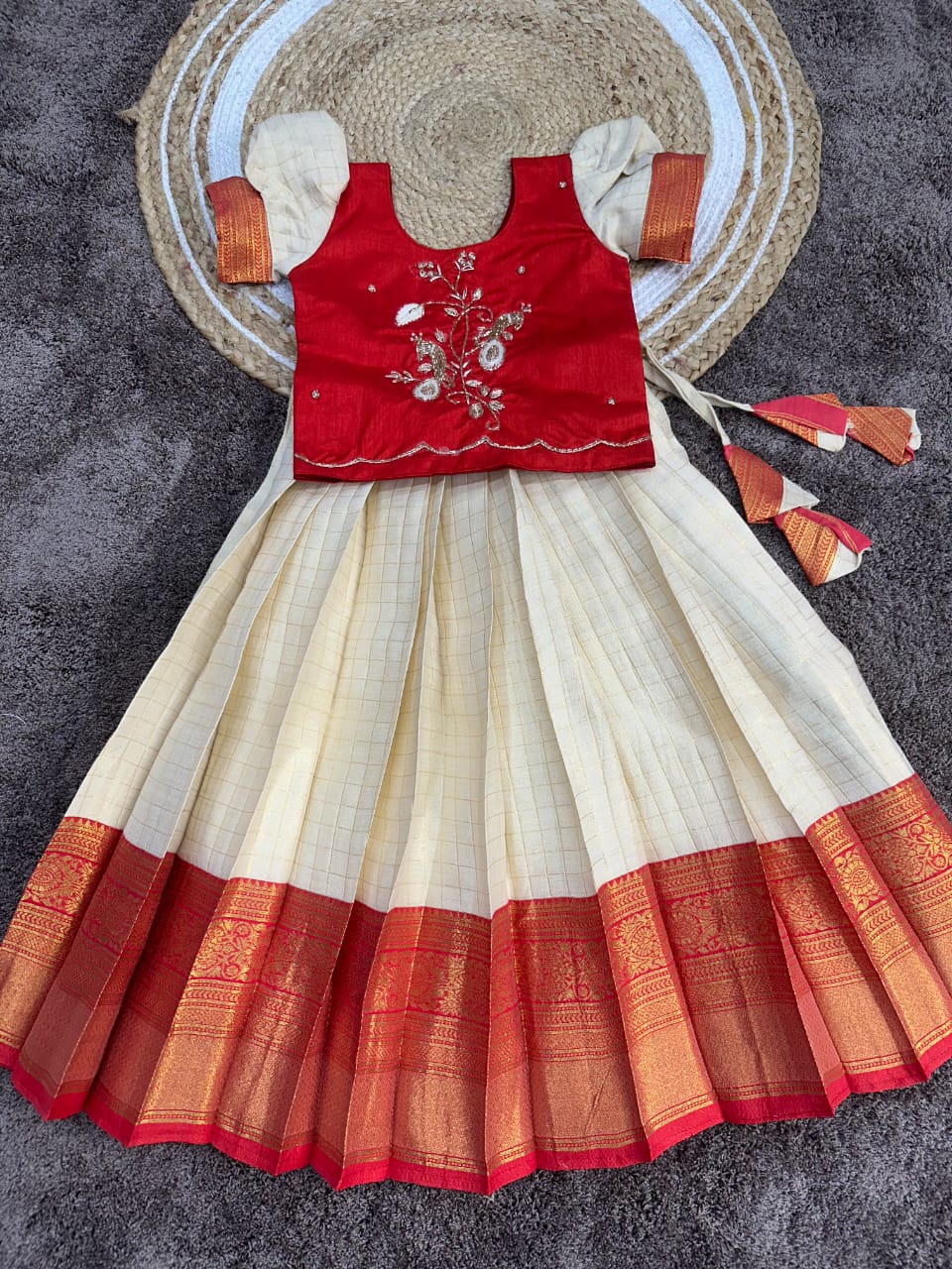 Kids cute Sravanamasam special semi Pavada sets