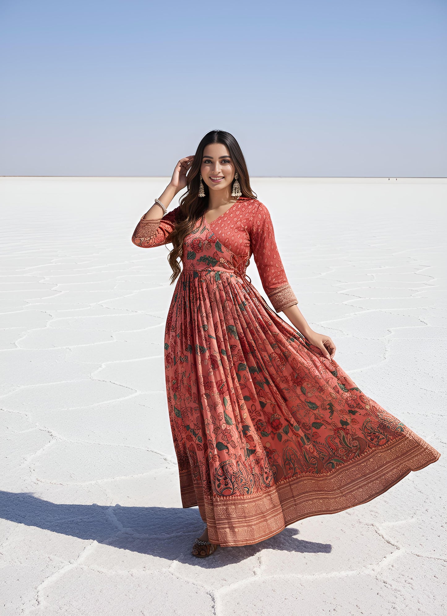 Kalamkari Print Anarkali Gowns