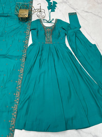 Wedding special Anarkali  Chanderi silk