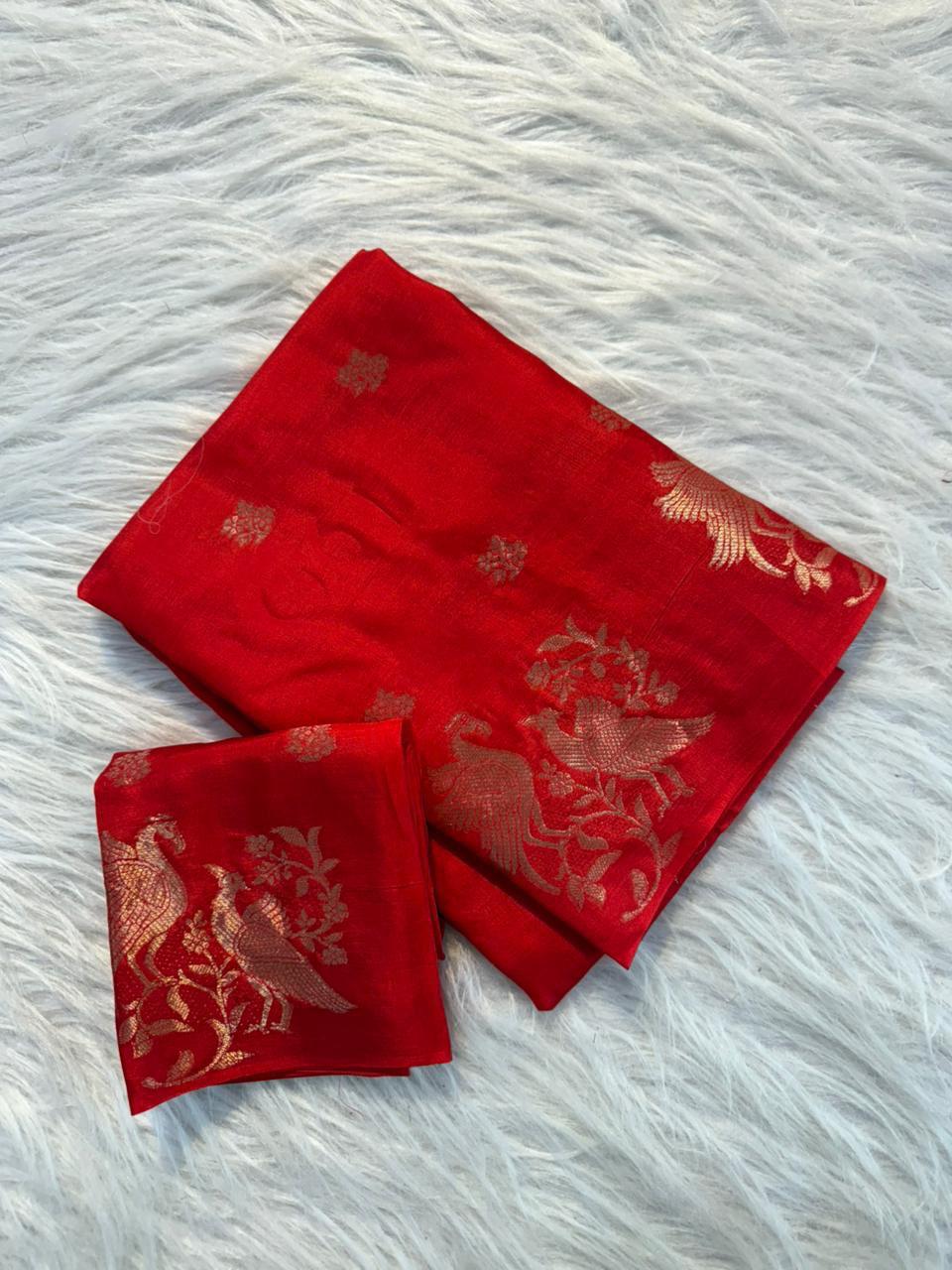 Pure viscose Russia bird figure trendy look saree
