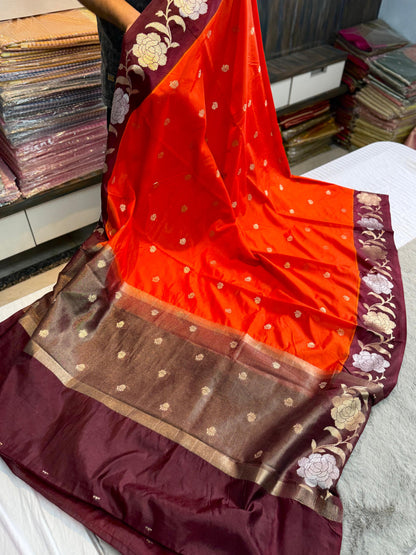 Banarasi Dupion Soft silk Sarees wilt alfi Butta budget sarees