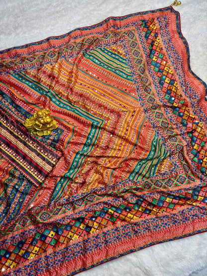 Trendy soft Chinnon mirror sarees