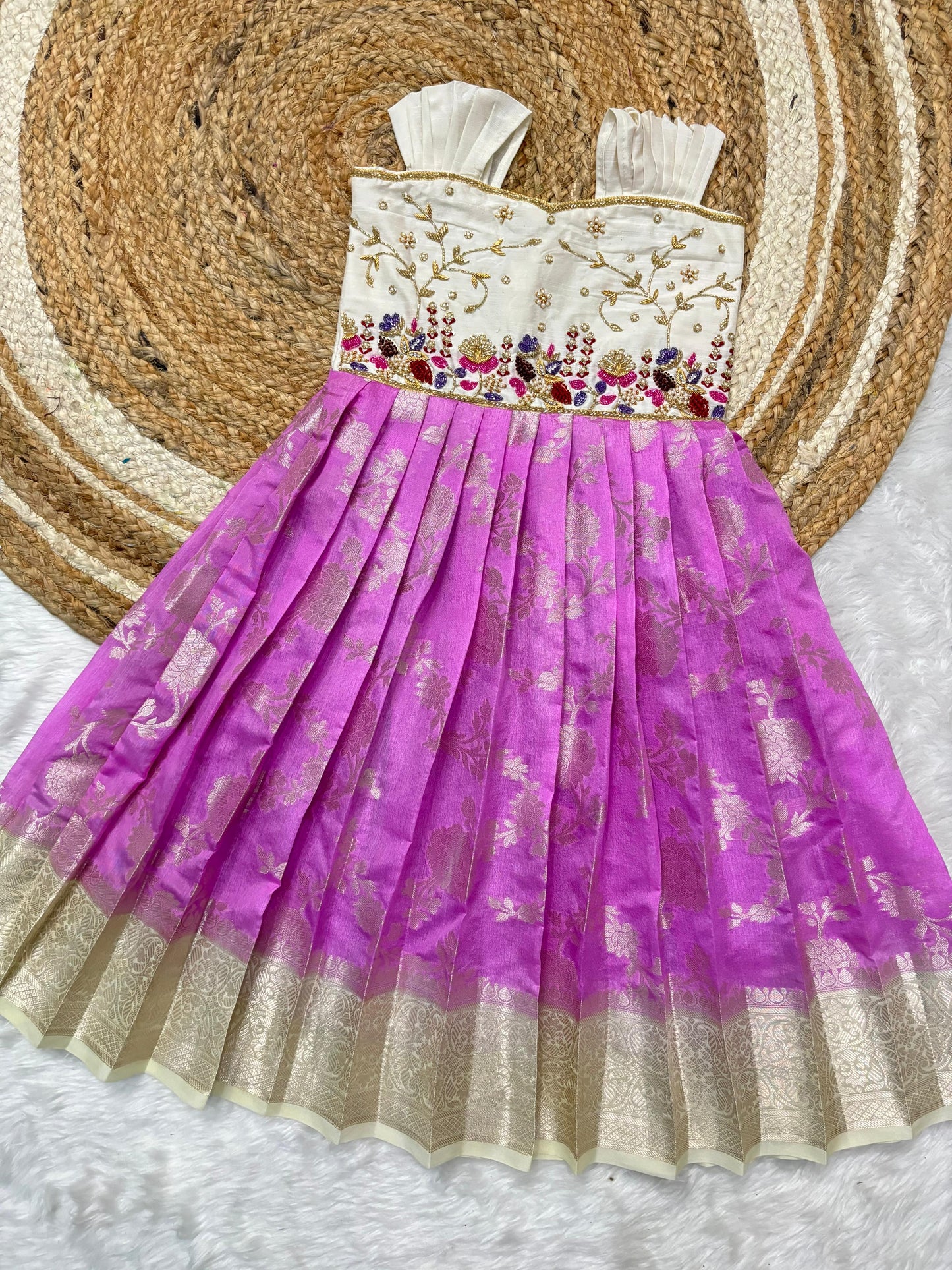 Indo western style kids maggam work gowns