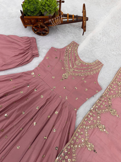 Party wear Anarkali gown with embroidered work