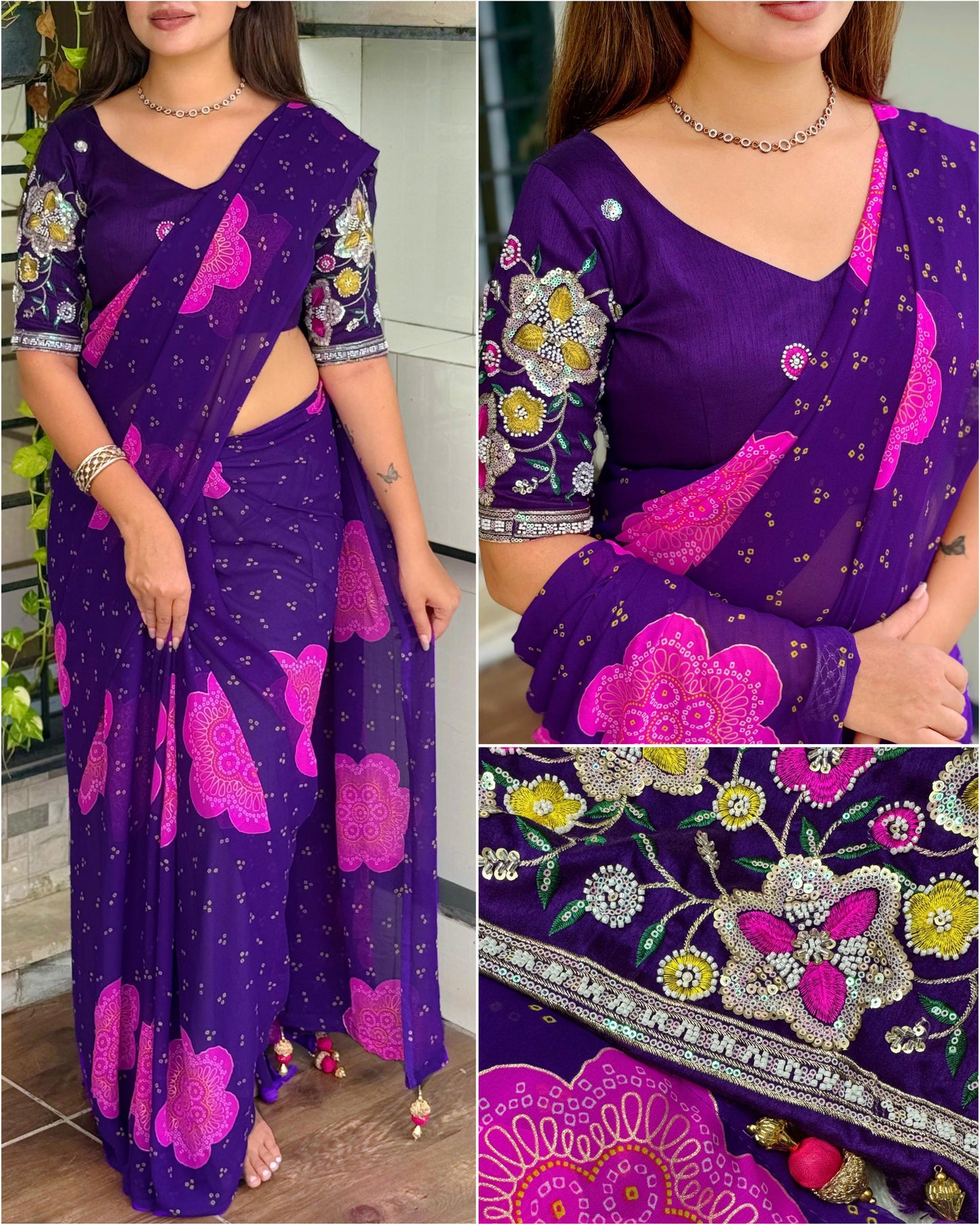 Budget Heritage Bandhej Saree with Handcrafted Elegance ✨
