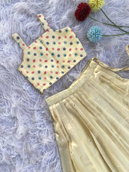 Floral Motifs kids Embroidered Gowns