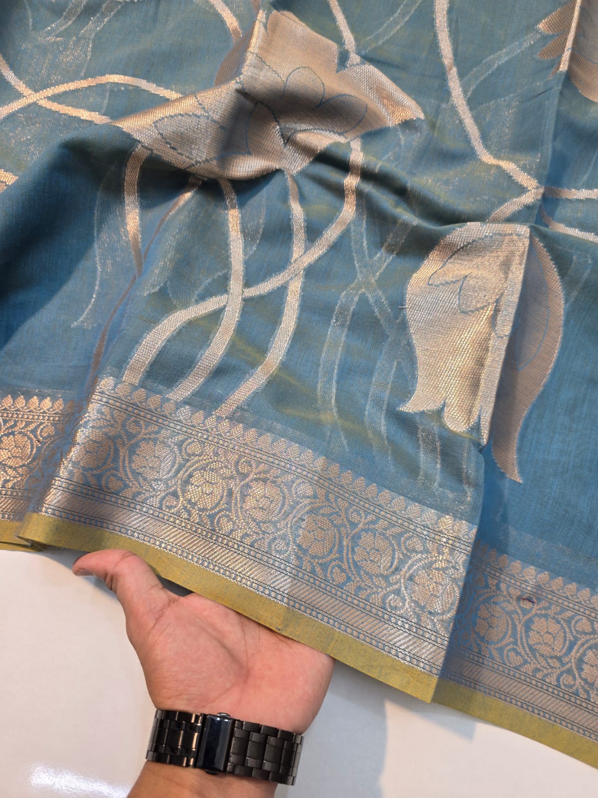 Banarasi mul cotton silk jaal pattern sarees