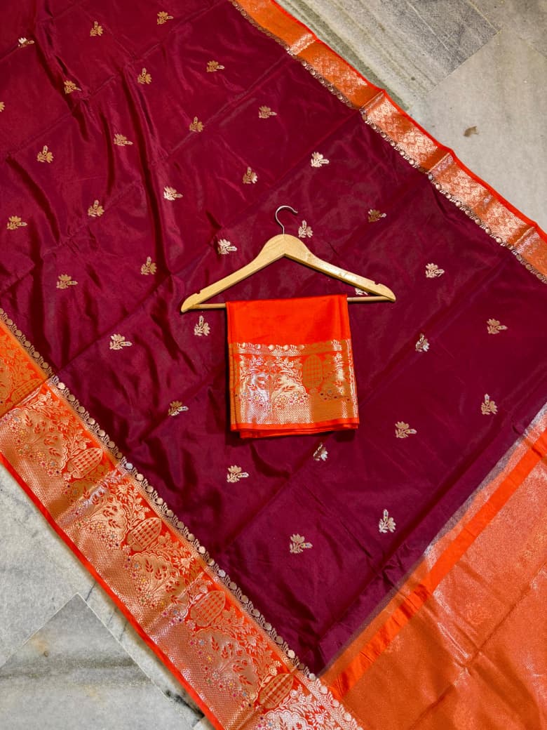 Banarasi katan top colours soft fab sarees