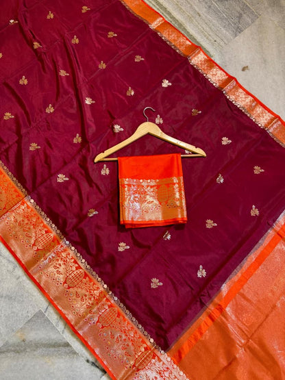 Banarasi katan top colours soft fab sarees