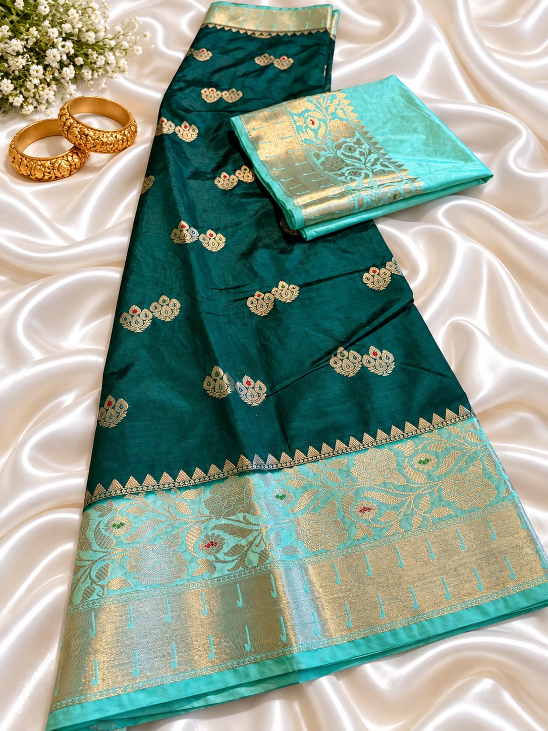 Juhmki series Banarasi katan soft silk sarees
