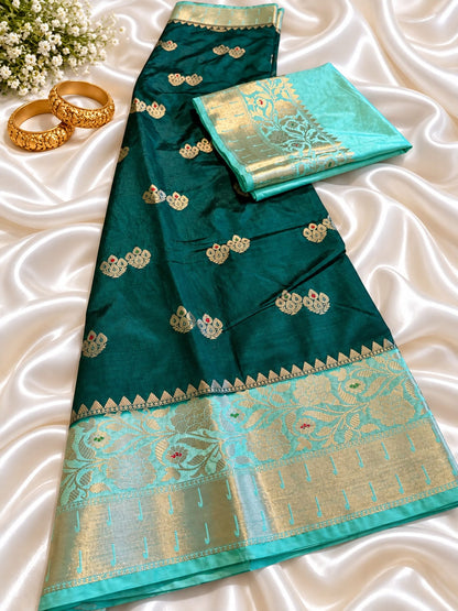 Juhmki series Banarasi katan soft silk sarees