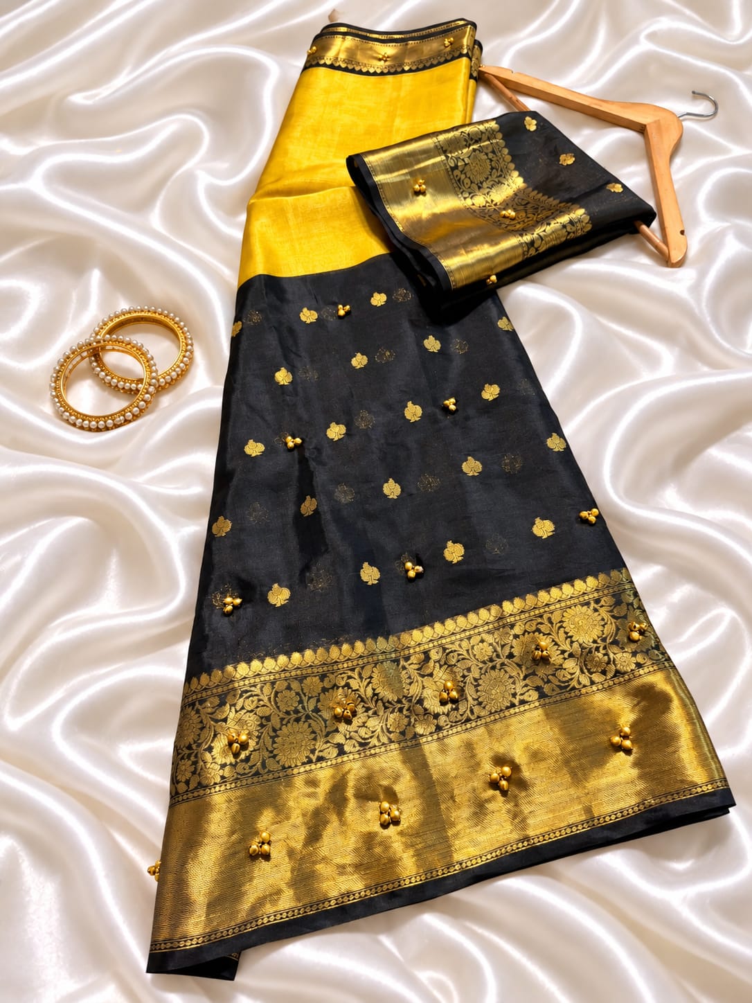 Banarasi katan tissue half half budget saree