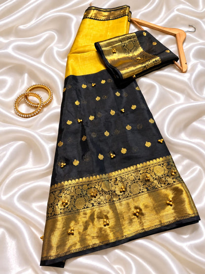 Banarasi katan tissue half half budget saree