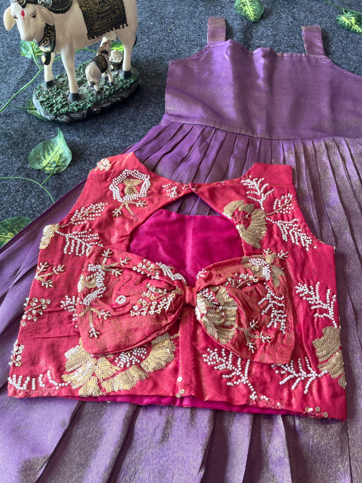 Kids tissue frock with coat model 2 in one