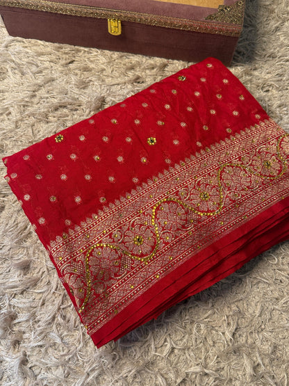 Semi pattu style semi Khadi Kayan Georgette saree