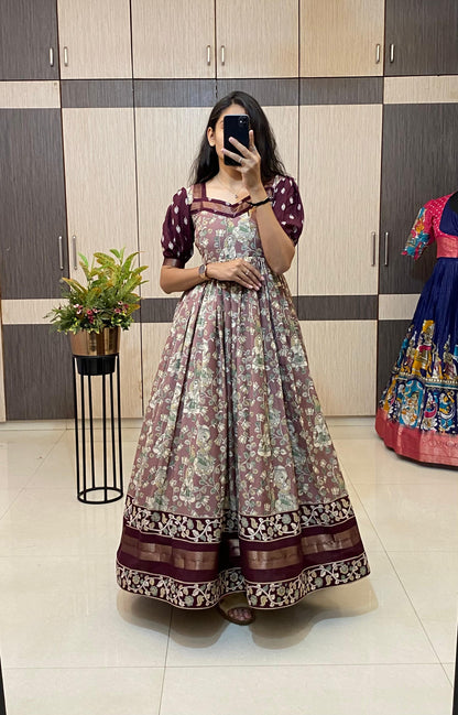 Mul cotton Kalakmari Gowns classic Insta
