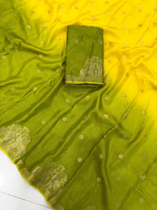 Trending 2D pure muslin shaded saree