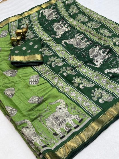 Mangalgiri Silk with viscos border budget saree